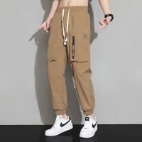 夏季新款男装宽松百搭运动束脚裤男士中腰休闲裤青少年九分工装裤