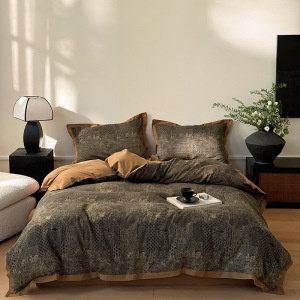 轻奢复古100S全棉磨毛大提花重工艺款四件套纯棉宽边拼角床单被套