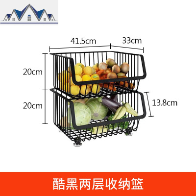 厨房置物架落地多层水果蔬菜收纳筐家用瓜果放蔬菜的菜篮子带轮子 三维工匠