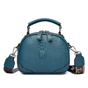 Ceba2023新款欧美复古时尚宽肩带PU鳄鱼纹斜挎包时尚手提单肩女