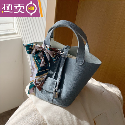 NEWLAKE2021新款女包手提包日本涂鸦菜篮子包时尚百搭水桶包丝巾大容量潮女手包