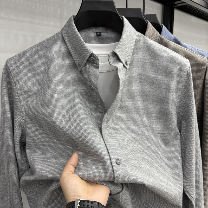 棉质 男士新款磨毛加厚衬衣 秋冬加厚衬衣纯色磨毛