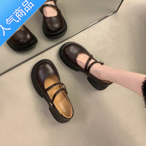 SUNTEK玛丽珍小皮鞋女夏季2023新款粗跟温柔风配裙子单鞋法式乐福鞋春秋