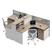 铭威盾职员办公桌员工位转角l型卡座电脑桌简约办公室桌椅组合T型2人位+固定柜+椅子