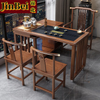 锦北新中式旋转茶桌阳台移动功夫茶台一体泡茶桌椅组合1m茶桌1梳2月牙