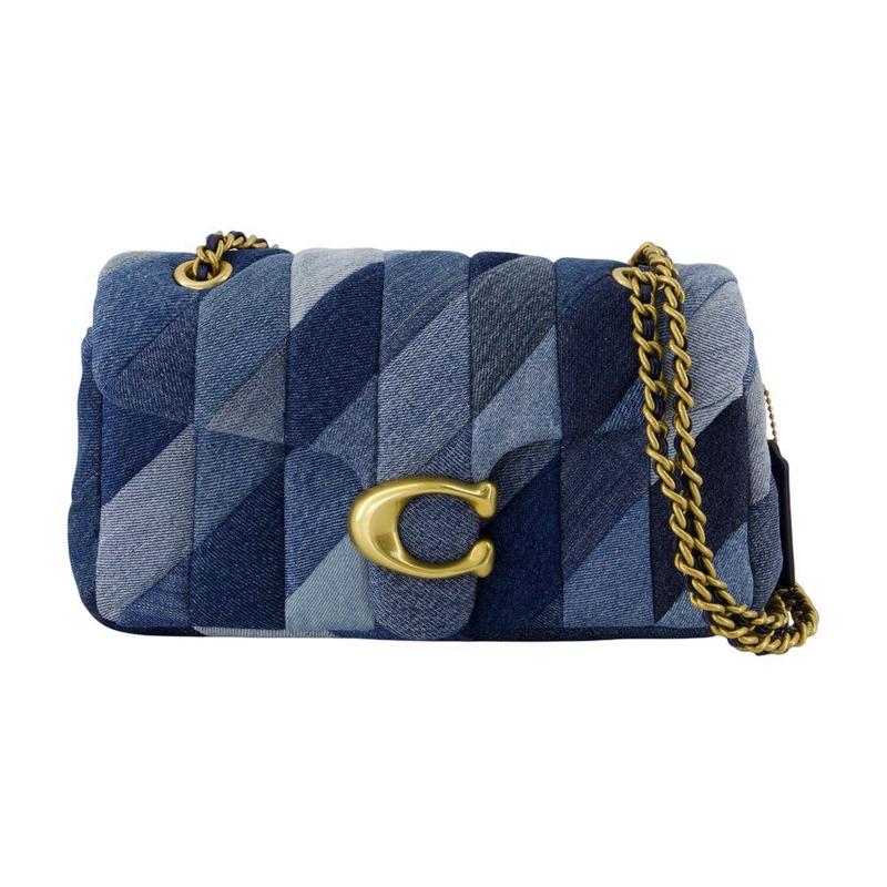 COACH女士两用链条斜挎包混纺多 compartment手拿包蓝色