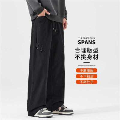 时尚工装裤美式潮牌宽松男士休闲裤2026新款秋季简约舒适百搭裤子