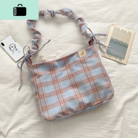 帆布包女单肩日系2020新款原宿ins潮学生格子包少女大容量斜挎包NEW LAKE女斜挎包