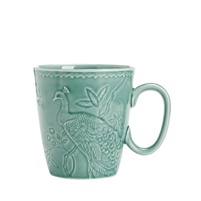 苏氏陶瓷 SUSHI CERAMICS浮雕孔雀马克杯个性水杯牛奶杯办公陶瓷杯
