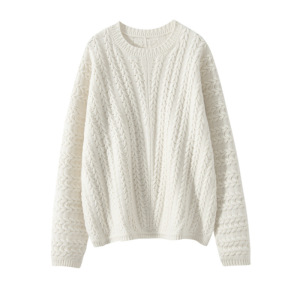 五针三股重磅厚款山羊绒衫女针织打底衫宽松长袖圆领上衣毛衣内搭