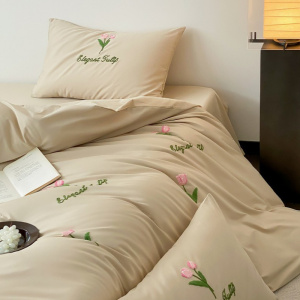 水洗棉毛巾绣床上三四件套1.8m学生宿舍床单被套床品四季