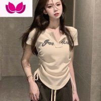 七斓美式复古辣妹短袖t恤女夏季设计感小众修身显瘦短款别致上衣ins潮