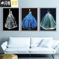 三维工匠5D钻石画2019年新款满钻婚纱情侣水晶十字绣欧式三联画珍 幻彩嫁衣满钻[60*76CM]多送30钻+2套工具