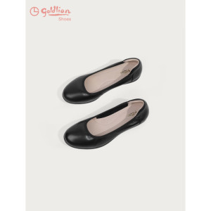 金利来女鞋2024春坡跟皮鞋时尚圆头牛皮一脚蹬浅口单鞋 黑色 39 黑色 39码