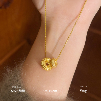 925纯银银饼小圈项链女锁骨链个性高级感时尚简约新约7g BCX5568送女朋友老婆情人节七夕生日礼物