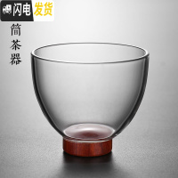 三维工匠日式描金玻璃小茶杯耐热迷你锤纹主人杯品茗单杯茶盏功夫茶碗茶具 斗笠木底杯[80]满4只8折2只9折