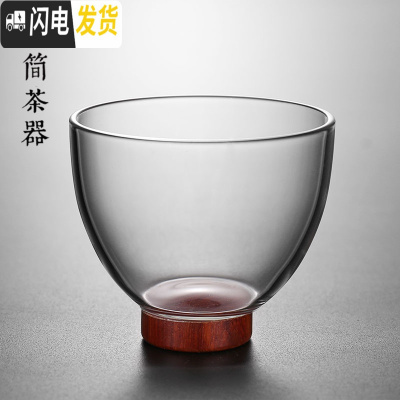 三维工匠日式描金玻璃小茶杯耐热迷你锤纹主人杯品茗单杯茶盏功夫茶碗茶具 斗笠木底杯[80]满4只8折2只9折