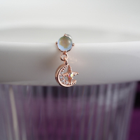 韩国直送耳钉 雾面蓝钻 月亮小星星精致闪亮耳骨钉送女朋友老婆情人节七夕生日礼物