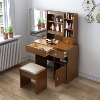 全实木梳妆台收纳柜一体实木化妆桌女现代简约卧室小户型网红ins