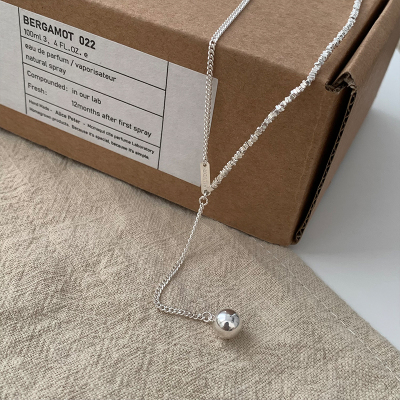 s925纯银方牌碎银Y字项链女款不对称拼接锁骨链夏季颈链送女朋友老婆情人节七夕生日礼物