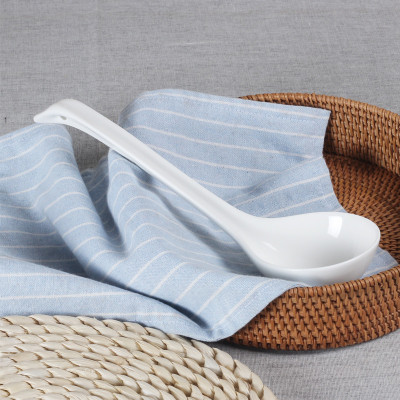 景德镇陶瓷纯白勺子骨瓷圆头天鹅大汤勺勺子