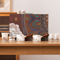 苏氏陶瓷(SUSHI CERAMICS)羊脂玉敦煌宝相花双侧把套装