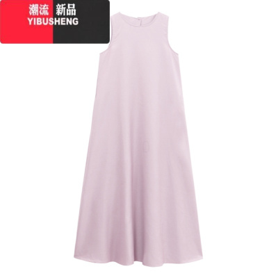 YIBUSHENG无袖后背镂空气质连衣裙女季2024新款宽松显瘦温柔背心度假长裙