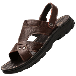 承发(CHENGFA)夏季新款男士休闲真皮凉鞋头层牛皮沙滩鞋厚底透气拖鞋鞋子潮 男