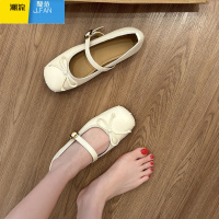 聚范皮版~平底蝴蝶结浅口一字扣芭蕾舞单鞋女法式晚风玛丽珍鞋