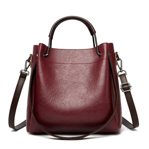 手提包女新款欧美复古潮外贸水桶包百搭通勤大容量单肩斜挎包