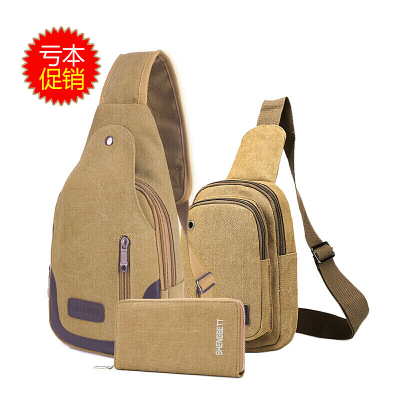 新款包包新款男士胸包帆布包斜挎包男包单肩包胸前小背包休闲腰包SN9952-定制黑色大号套装黑色大号套装