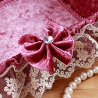 家柏饰(CORATED)创意欧式布艺化妆品桌面收纳盒蕾丝收纳篮遥控器水果篮杂物收纳盒