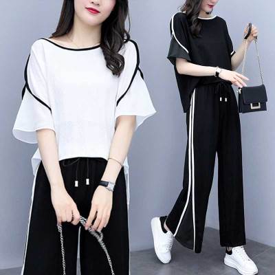 戈琳诗祺时尚套装女2021胖妹妹两件套洋气减龄上衣大码夏季女装套装气质胖mm显瘦遮肉裤子