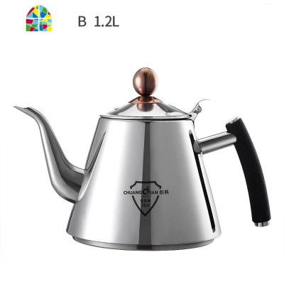 封后加厚304不锈钢烧水壶电磁炉专用平底大号明火单烧水壶泡茶壶家用 创典CD-294B+黑悦电陶炉 1L(含)-2L(不