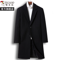 啄木鸟男士羊毛外套2024冬季加棉加厚毛呢大衣中长款高端呢子风衣