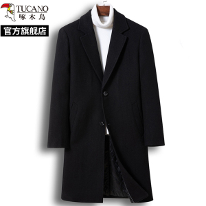 啄木鸟男士羊毛外套2024冬季加棉加厚毛呢大衣中长款高端呢子风衣