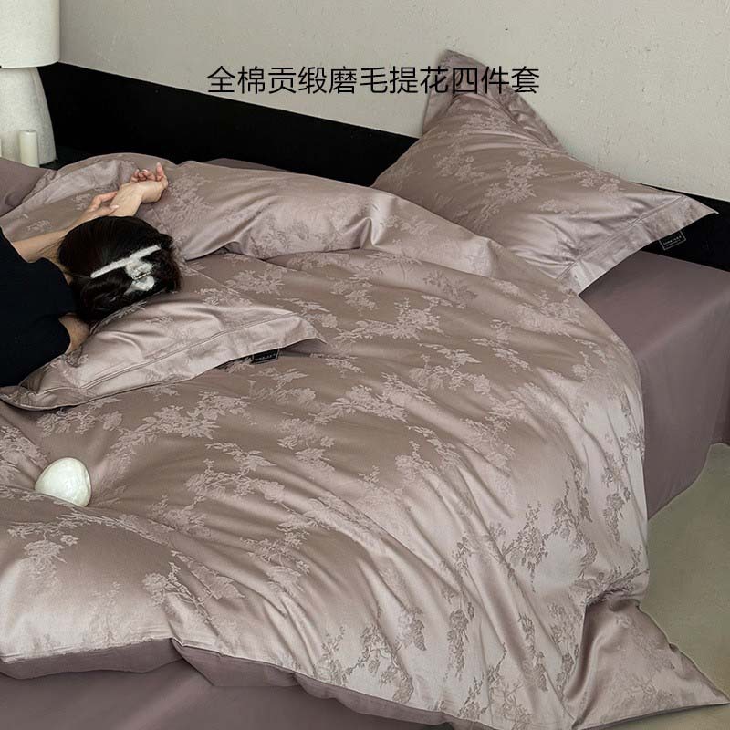 秋冬100S长绒棉磨毛四件套加厚保暖复古提花纯棉床上用品