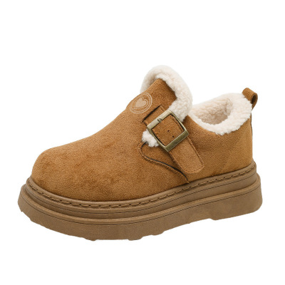 加绒雪地靴女厚底外穿年冬季新款真皮防水防滑保暖棉鞋子