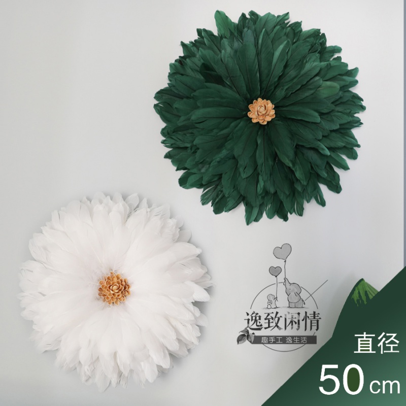 ins风羽毛墙面装饰网红壁饰手工diy材料包北欧创意成品教程客厅 三维