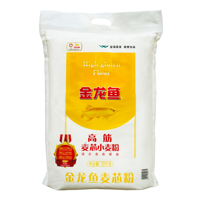 金龙鱼高筋麦芯小麦粉10kg/ 布袋 高筋面粉 烘焙面包粉 20斤白面