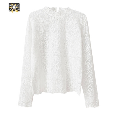 暖青汇GRGH蕾丝打底衫女秋冬2020韩版半高领内搭洋气小衫网纱长袖上衣蕾丝衫