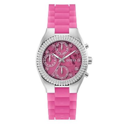 盖尔斯(GUESS)女士石英表时尚闪粉手表小巧精致女款腕表SparklingPink