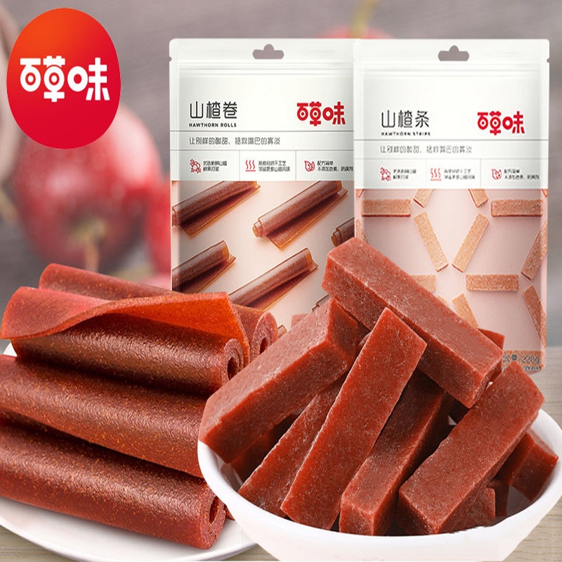 百草味(be&cheery)山楂卷228g果丹皮条片糕网红零食果干休闲果脯学生