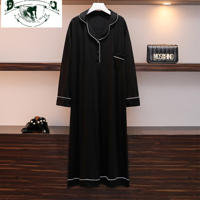 HLCOMAN加肥加大码睡裙女200斤春秋长袖胖MM睡衣莫代尔棉长款夏季孕妇睡裙