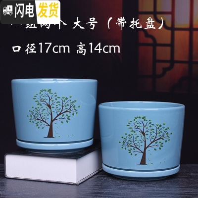 三维工匠花盆 陶瓷 大号带托盘创意个性绿萝阳台室内兰花家用多肉花盆 55106兰两个大号 大花盆容器