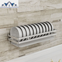 免打孔碗碟收纳架架壁挂式墙上沥水碗碟架单层晾碗放碟厨房置物架 三维工匠