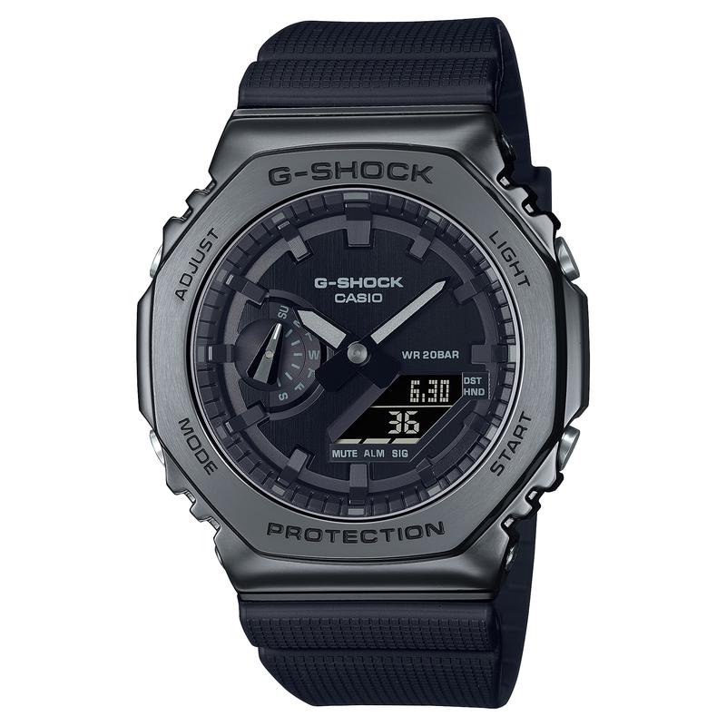 CASIO 卡西欧全黑金属外壳时尚男士腕表经典八角设计尽显个性魅力