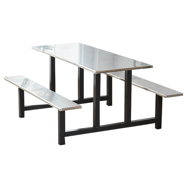 豪利特学校食堂不锈钢餐桌椅4人6人8人位员工饭堂连体快餐桌椅组合6人位(黑色支架款)