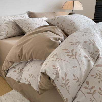 轻奢提花三层纱磨毛床上四件套纯棉全棉新款床单秋冬加厚床品