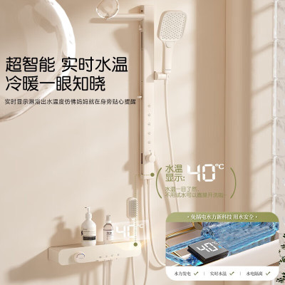 惠达(HUIDA)-TF575/TF575A 无顶喷花洒奶油风恒温淋浴花洒套装家用简易浴室枪灰色沐浴器